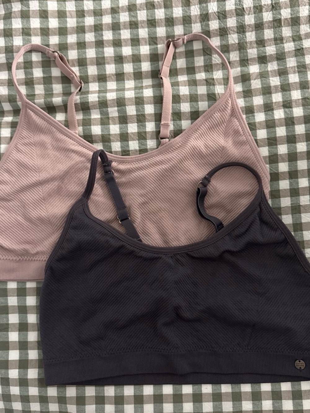 Lucky Brand Ribbed Seamless Bralettes - Blush & Charcoal